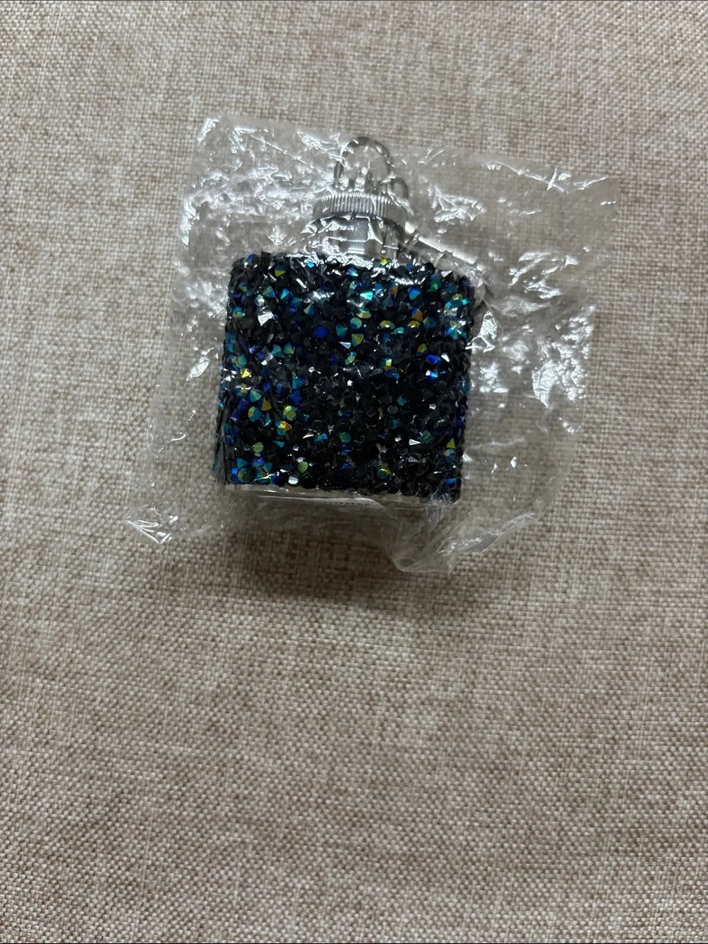 Urban Outfitters Black Iridescent Crystal Mini Flask Keychain